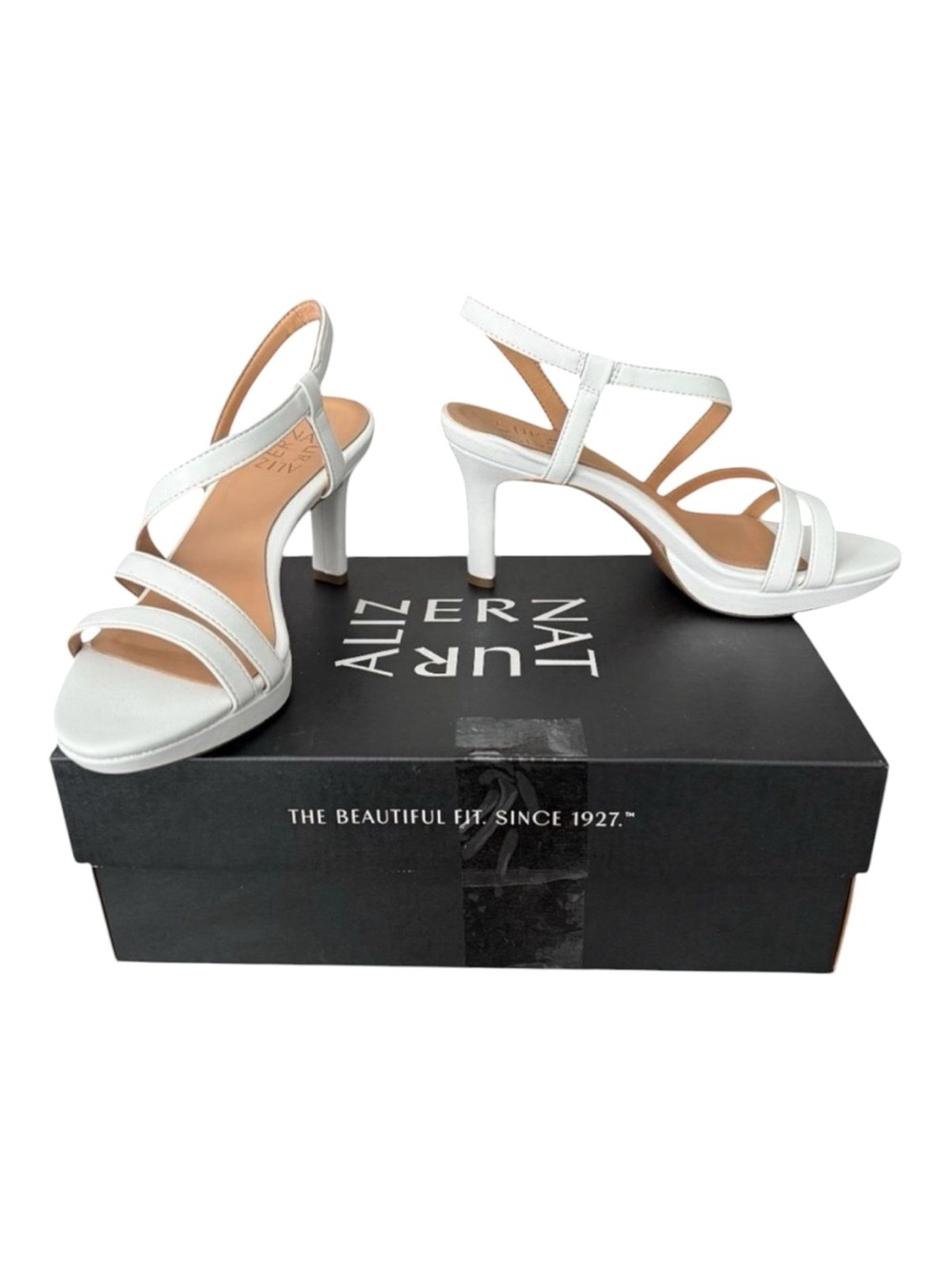 Naturalizer Brenta White Strappy Platform Sandal Heels 6W NWT